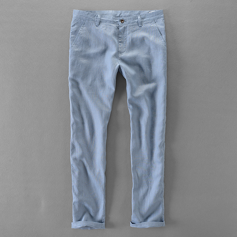 100% qualité pur lin pantalons décontractés hommes marque pantalons longs hommes affaires mode Pantalon pour hommes pantalons Pantaloni Un Pantalon