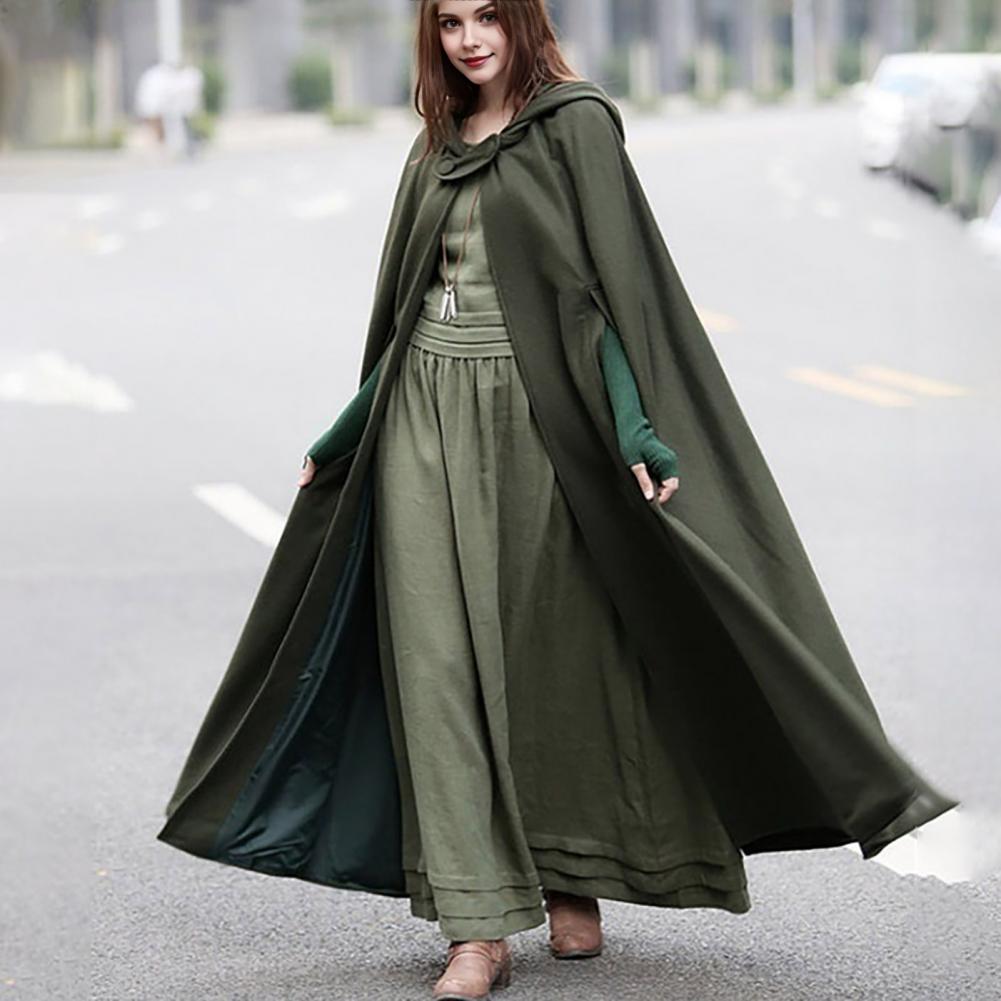 Poncho d'extérieur à fermeture à bouton unique pour femme, châle à capuche, veste, cape, optique, rétro, médiéval, gothique, garde au chaud, hiver, 7.5 ate Robe
