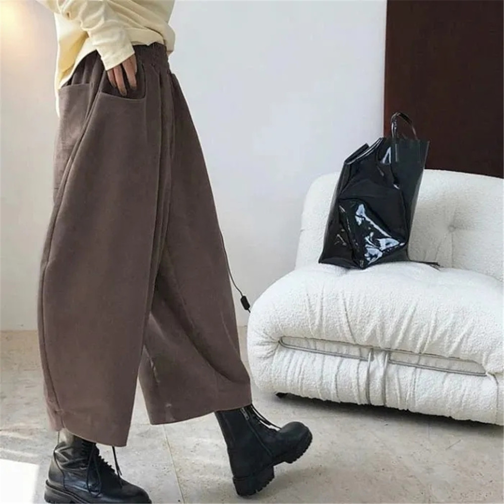 Pantalon carotte pour femme, taille élastique, décontracté, poche solide, vintage japonais, fjFemale spinal, pantalon large, vêtements à la mode