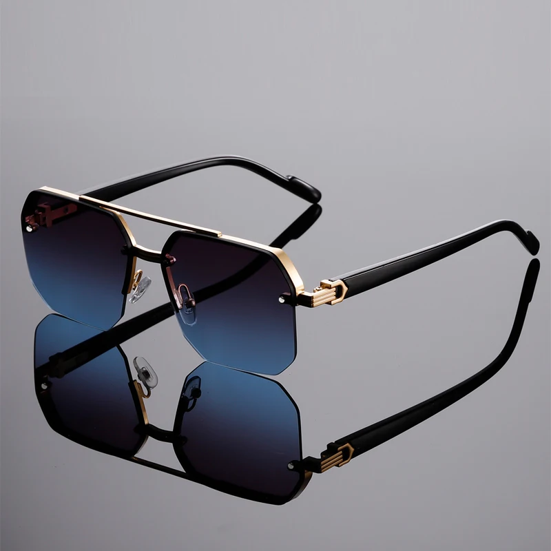 Lunettes de soleil semi-cerclées Fashion Square pour hommes, style vintage, dégradé, décontractées, design de marque de luxe, pour l'extérieur.