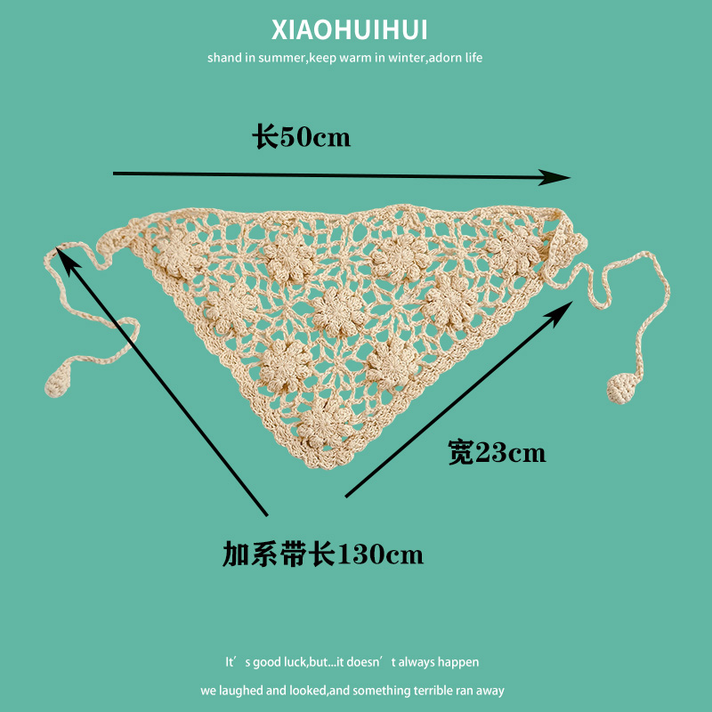 Bohème creux fleur Triangle serviette bandeau femmes à la main fil de coton tissé couvre-chef tricoté bandeau