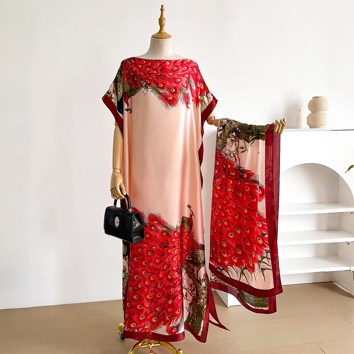 Nouvelle mode été Robe imprimée avec grande écharpe dubaï turquie caftan musulman ample Abaya femmes africain décontracté Paisley châle Robe