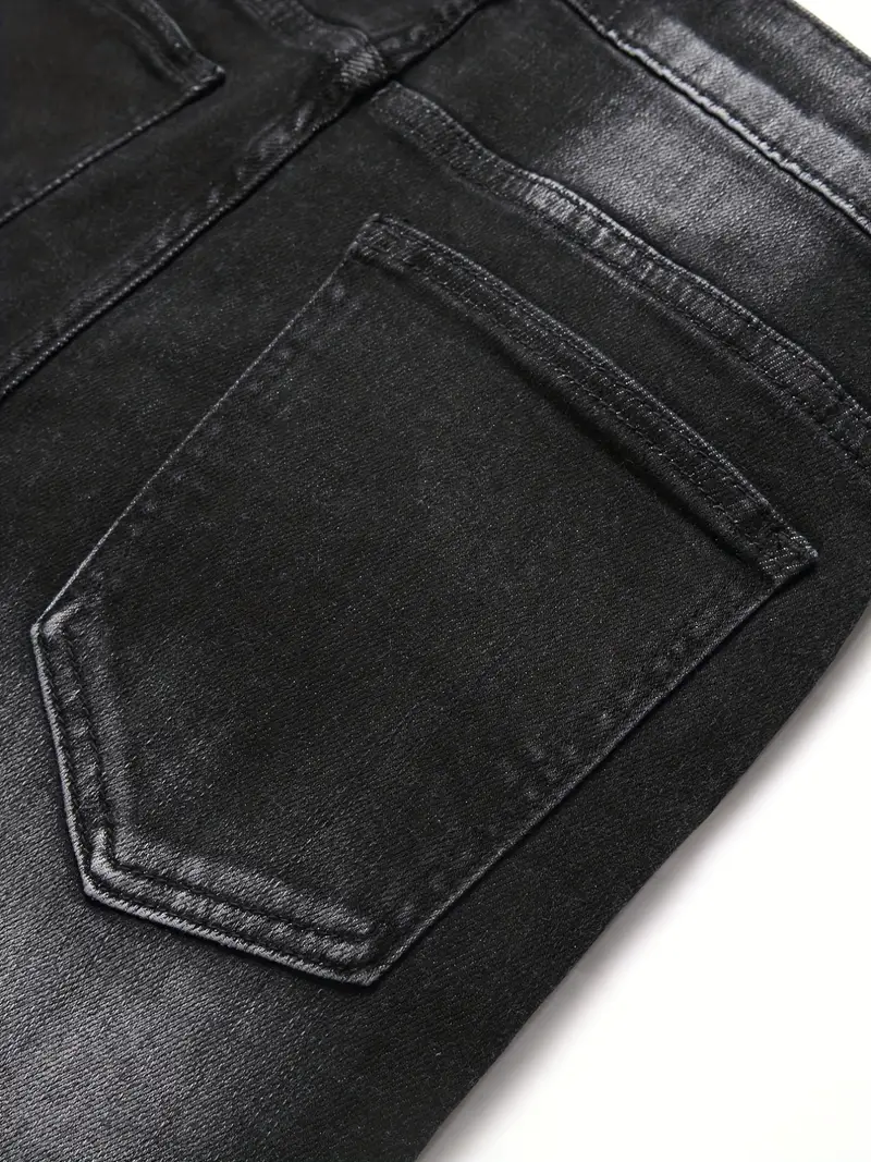 Jeans en denim pour hommes, très extensibles, coupe slim, décontractée, droite, classique, pantalon cargo en denim uni, streetwear.