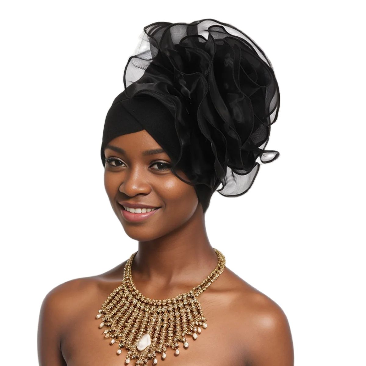 Turban Africain à Grande Fleur Exagérée pour Femme, Couvre-chef, Bandana, Église, ixde Mariage, Sauna, Écharpe, Chapeau, Document Solide