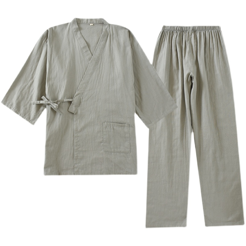 Kimono japonais en coton pour homme, pyjama masculin à lacets, vêtements de maison traditionnels, Haori Yukata, chemise de nuit, vêtements de maison pour le printemps/automne