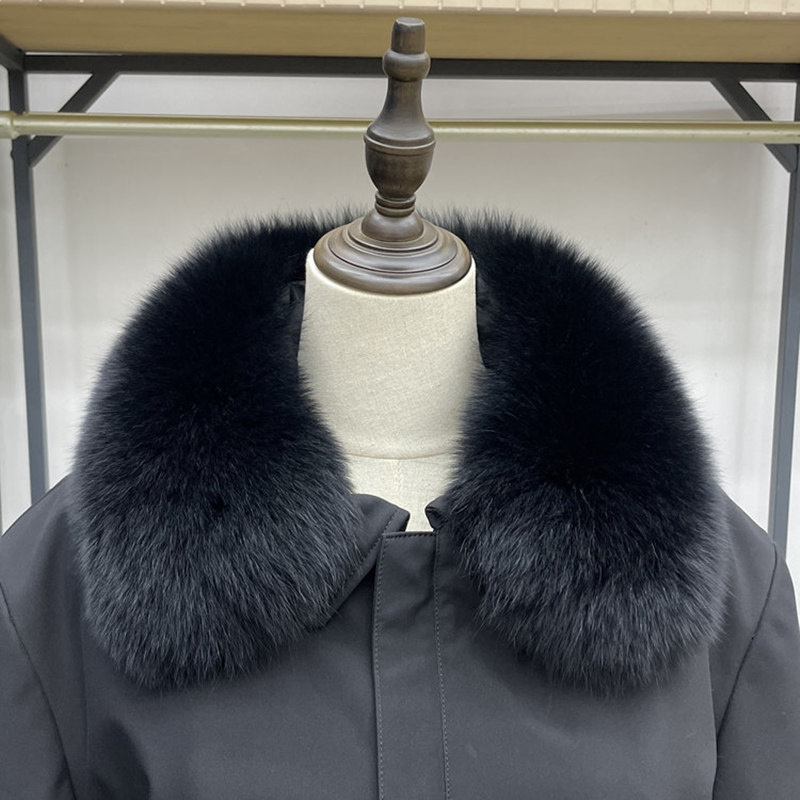 Col en vraie fourrure de renard noir pour femme, écharpe chaude d'hiver, grand châle en fourrure naturelle