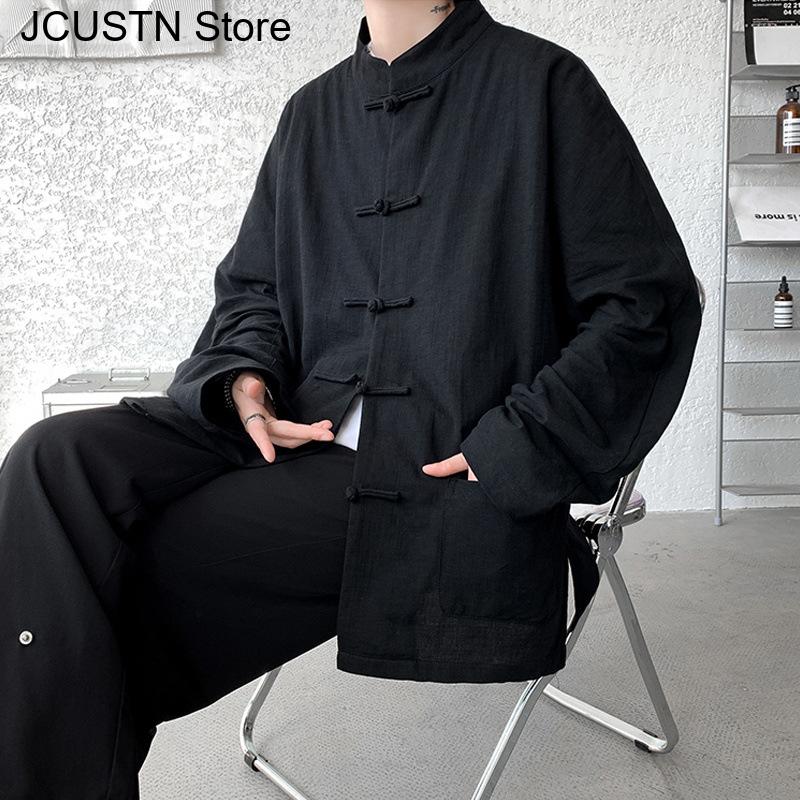 Vêtements Traditionnels Chinois en Coton Hanfu Amélioré, Haut Qipao, Vêtements d'Extérieur Décontractés, Chemise de Grande Taille, Vestes Kungfu, Automne et Printemps