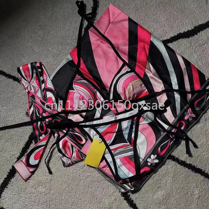 Ensembles de bikini pour femmes avec foulard bandeau et logo signature lettre, ensembles de bikini sexy pour femme, vêtements de plage, maillots de bain