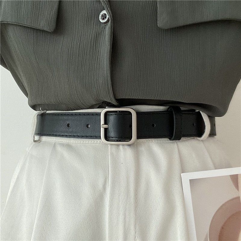 Ceinture polyvalente de mode coréenne, style chic rétro simple pour étudiants, ceinture décontractée à boucle carrée, ceinture pour hommes et femmes