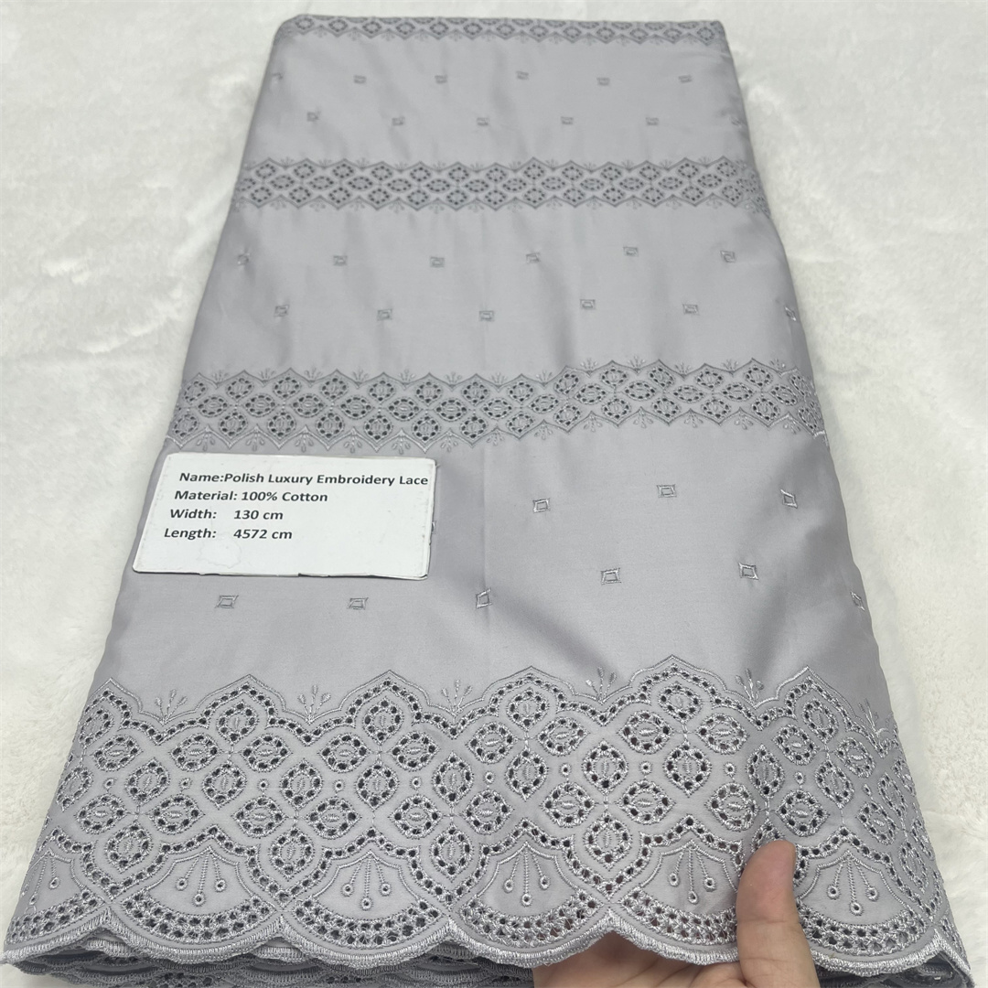 Dentelle africaine 100% coton pour hommes et femmes, tissu voile africain poli, haute qualité, 5 yards, nigérian, Dubaï, couple, couture suisse