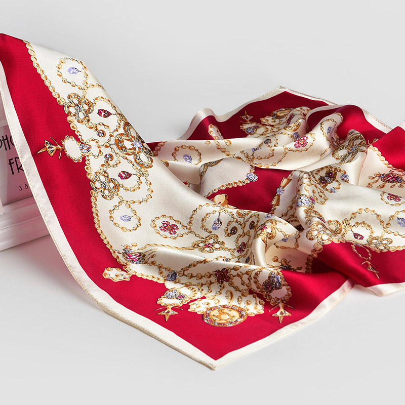 Foulard carré en soie naturelle 100% pour femmes, petit foulard de tête en soie véritable, Bandana de luxe, imprimé de fleurs