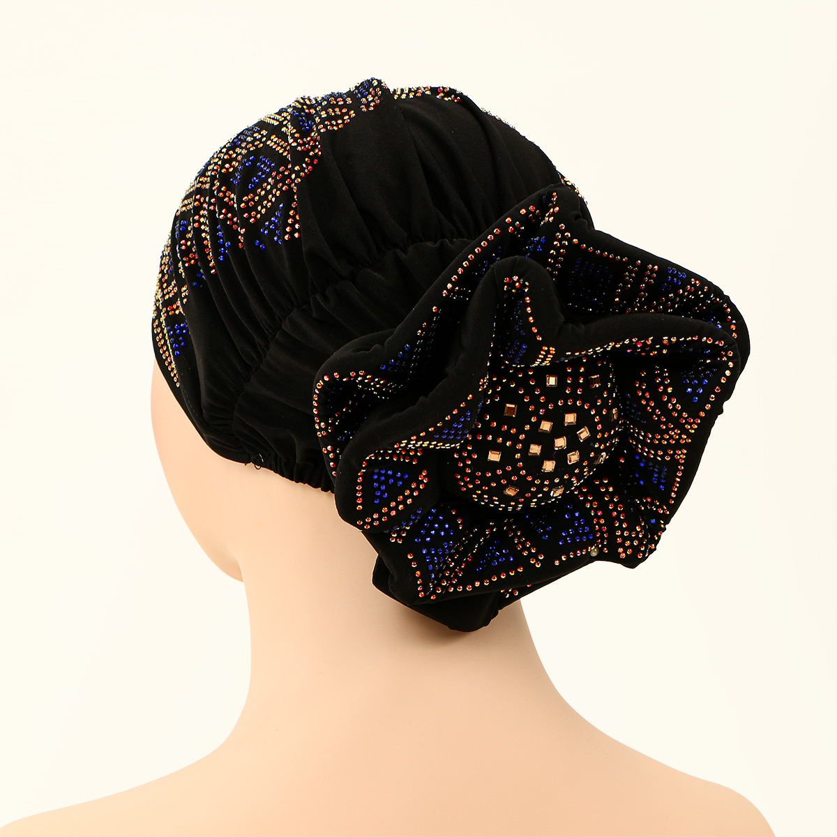 Mode musulman femme Turban chapeau velours chaud strass solide indien Bonnet cheveux Bonnet casquette pour les femmes en gros