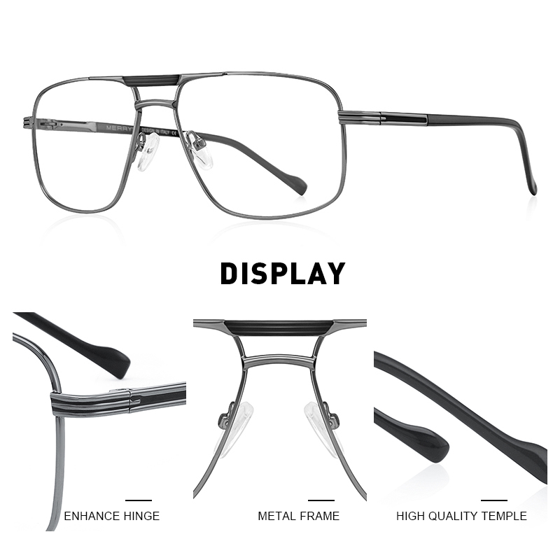 MERRYS DESIGN hommes classique carré lunettes optique cadre de luxe Double pont lunettes de Prescription montures optique-lunetterie S2012