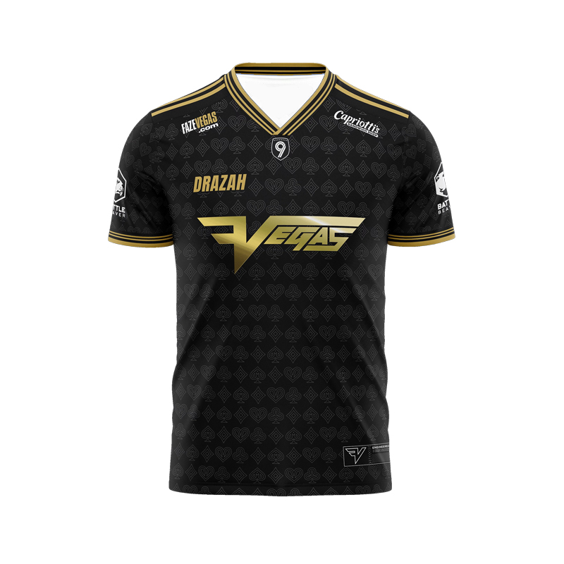 T-shirt commémoratif de l'équipe COD League CDL FAZE VEGAS 2026, maillot doré, pour hommes et femmes, modèle identique à celui des supporters, grande taille.