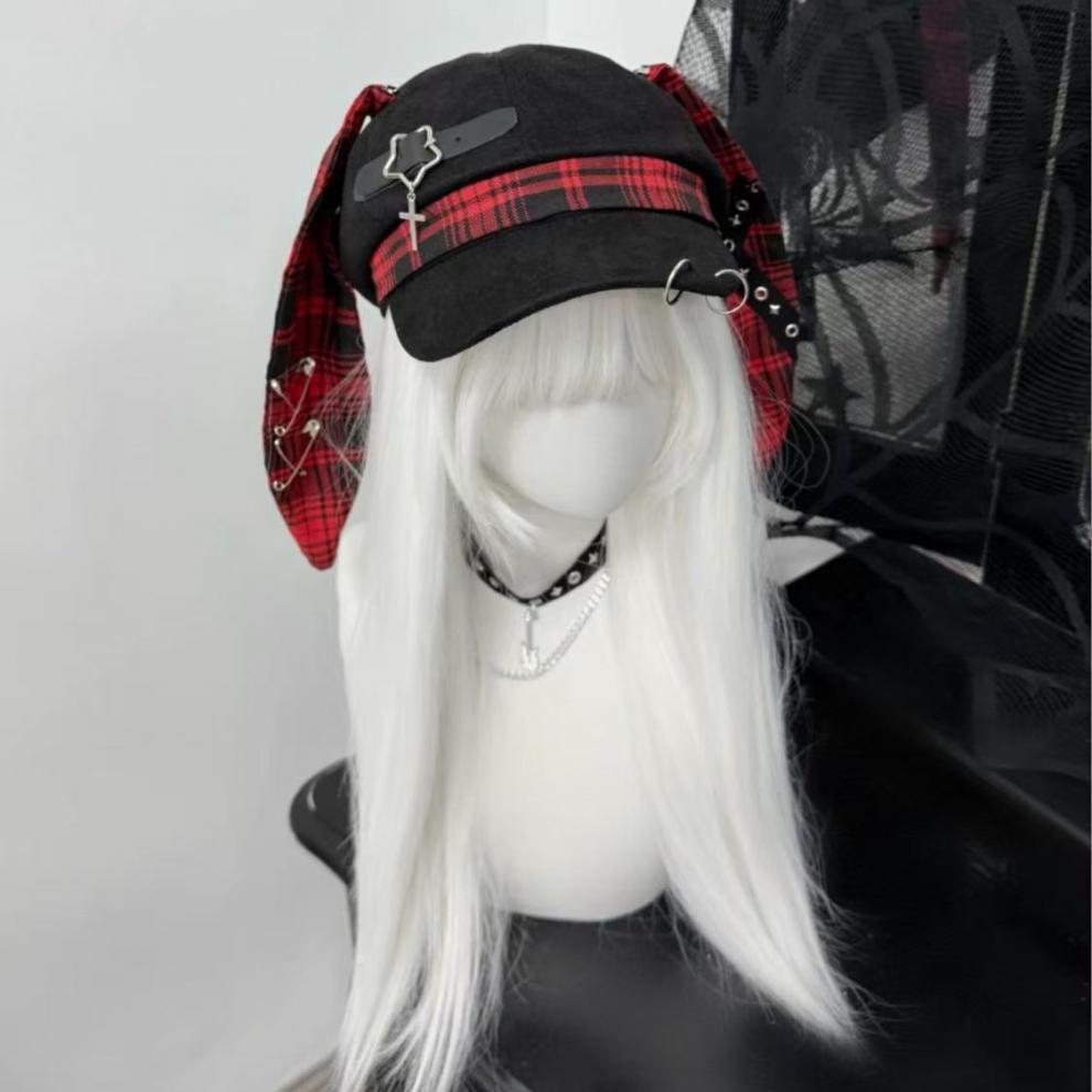 Casquette de baseball détachable avec longues oreilles de lapin, style gothique, mode subculturelle, steampunk, Y2K, pour femme, style Spicy Girl, punk, chapeau de soleil, béret