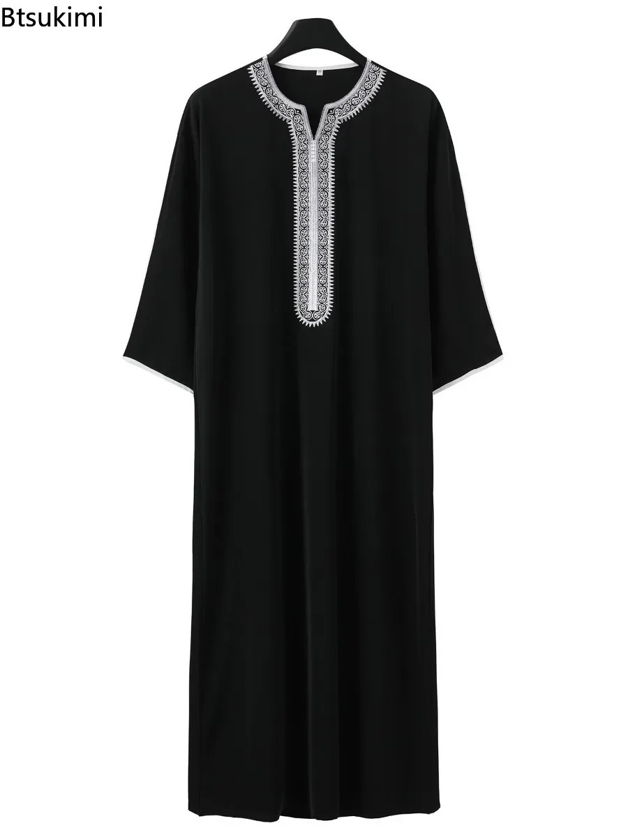 Vêtements musulmans traditionnels pour hommes, Eid, moyen-orient, Jubba Thobe, Robes musulmanes arabes à manches courtes, cadeau pour mari, 2026