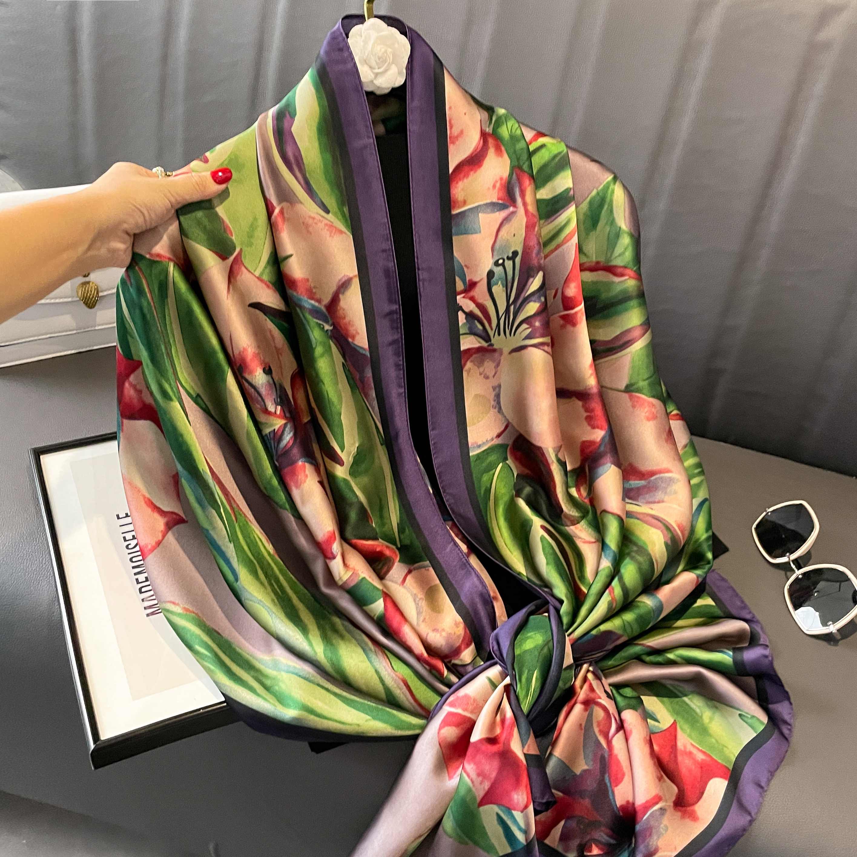 Écharpe imprimée inj simulée pour femme, châle chaud, à la mode et à la mode, style étranger, automne et hiver, nouveau, 2023