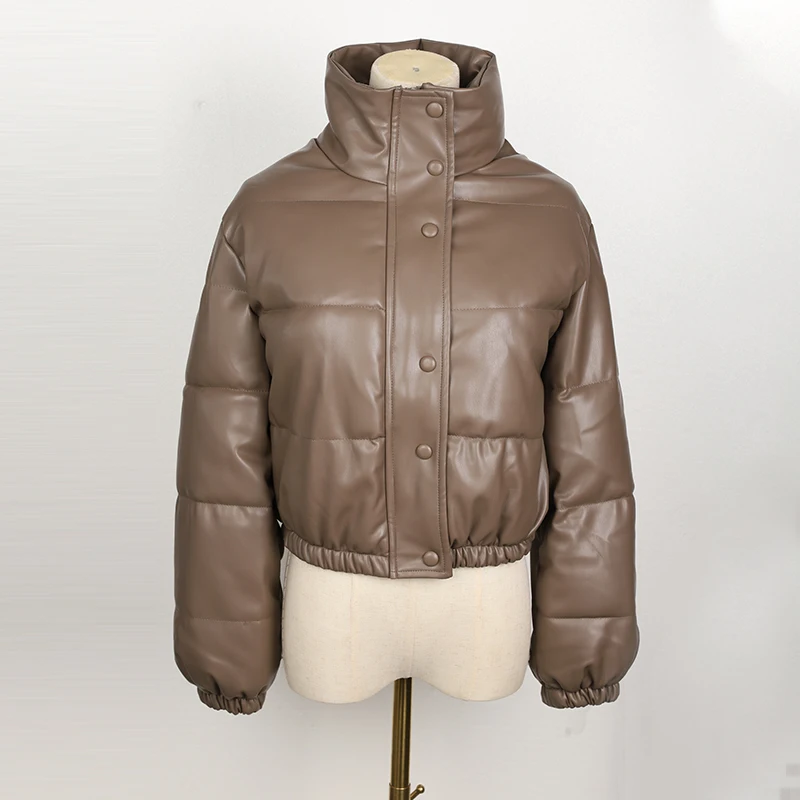 Parka d'hiver manteau femme veste épaisse chaude femmes mode noir PU cuir manteaux femmes élégant fermeture éclair Faux cuir vestes hauts