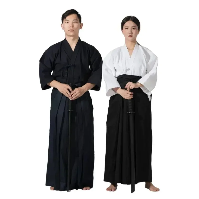 Uniforme de samouraï japonais Hakama pour hommes et femmes, uniforme traditionnel Kendo Aikido, vêtements d'arts martiaux Kendo japonais, Costume Kimono
