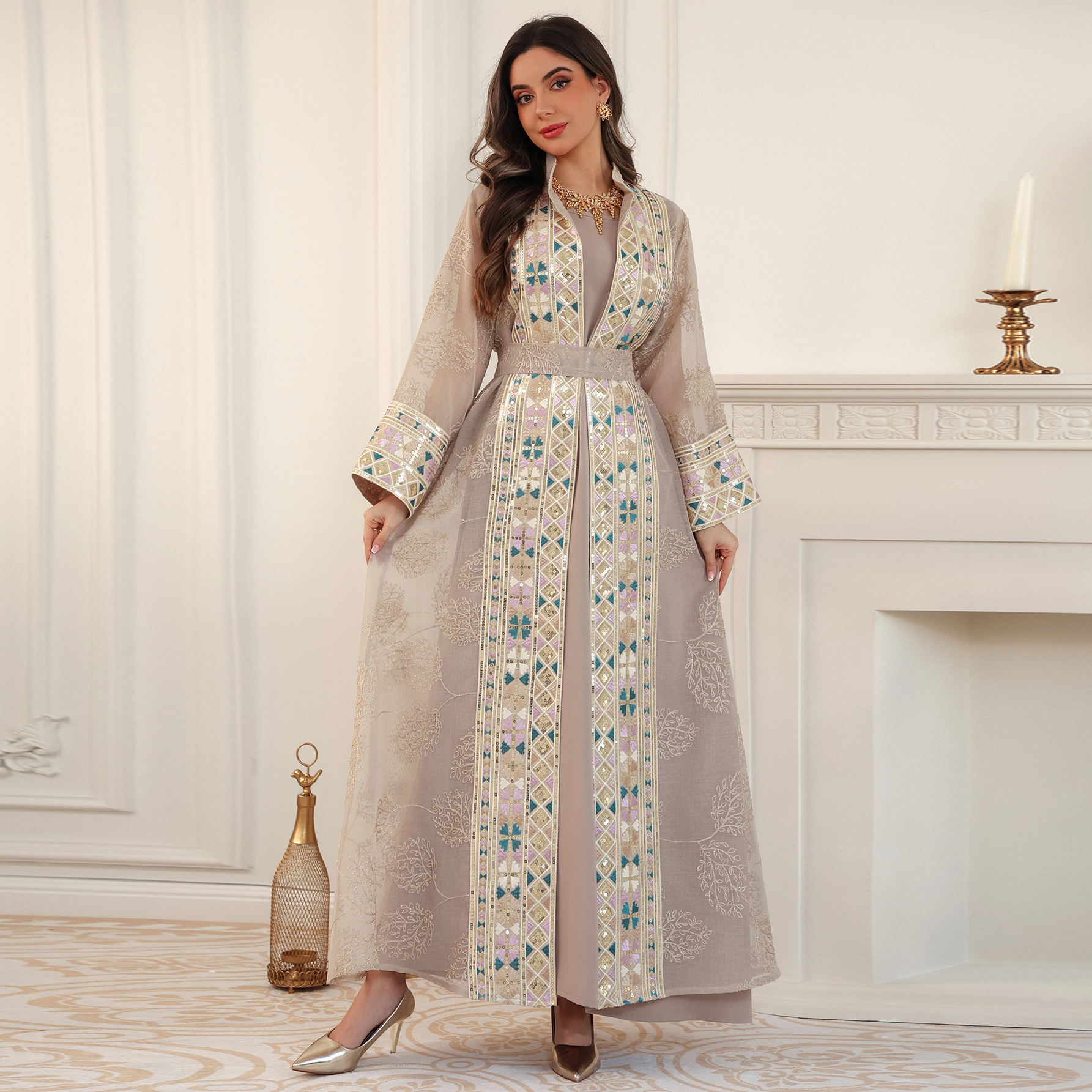 Abaya de l'Aïd pour femme, robe de soirée, ensemble 2 pièces, Kaftan Jalabiya, élégante, musulmane, Dubaï, Vestidos Largo, Ramadan, Caftan, Robe longue, Abayas 2026