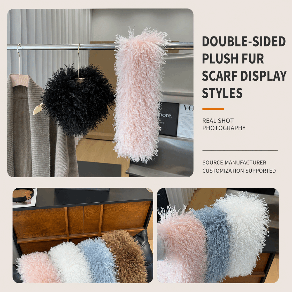Écharpe en laine tendance coupe-vent chaude avec col en fourrure, cache-cou épaissi pour l'hiver