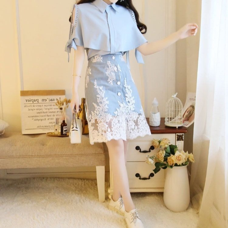 Tenue femme épaules dénudées, nouvelle collection assortie, vêtements bon marché, tendance élégante et décontractée, ensemble jupe 2 pièces en dentelle de luxe pour femmes, 2025