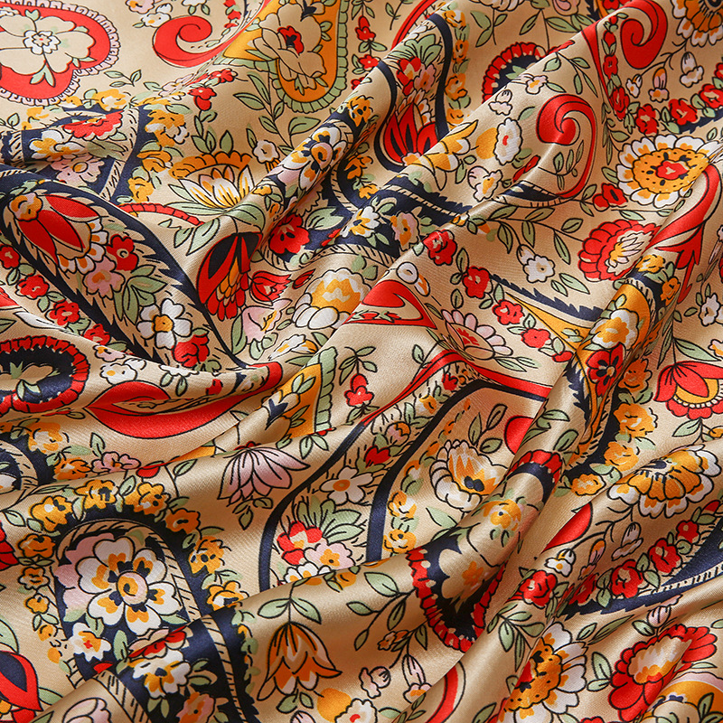 90*90 cm Paisley soie carré écharpe de luxe femmes Satin châle enveloppement Hijab femme cou cheveux foulard Echarpe Bandana sac chaîne
