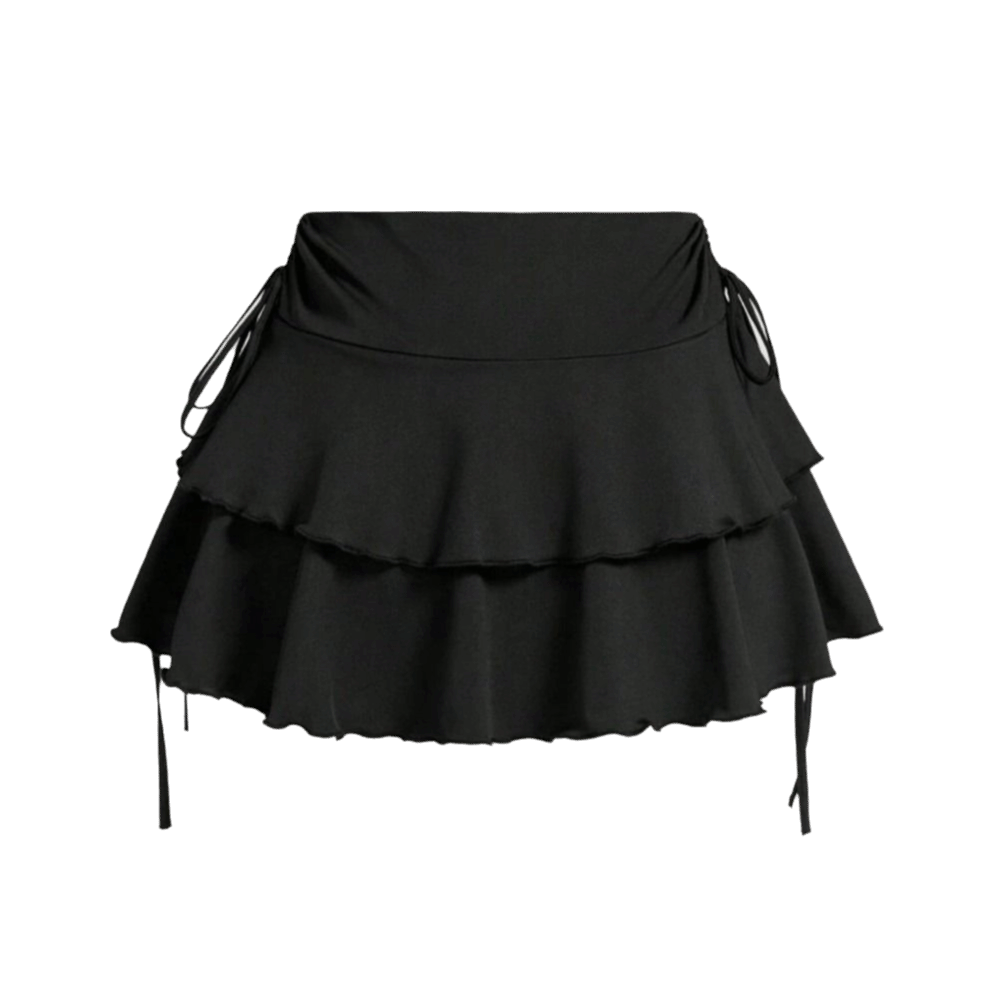 Nouvelle jupe courte élégante, coupe ajustée, couleur unie, jupe à volants, jupe plissée taille haute, mini-jupes pour femmes