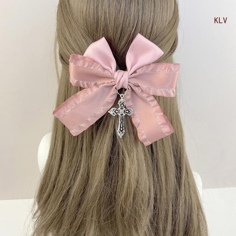 Goth – pince à cheveux avec nœud en épingle à cheveux à grands nœuds doux, accessoires coiffure pour femmes,