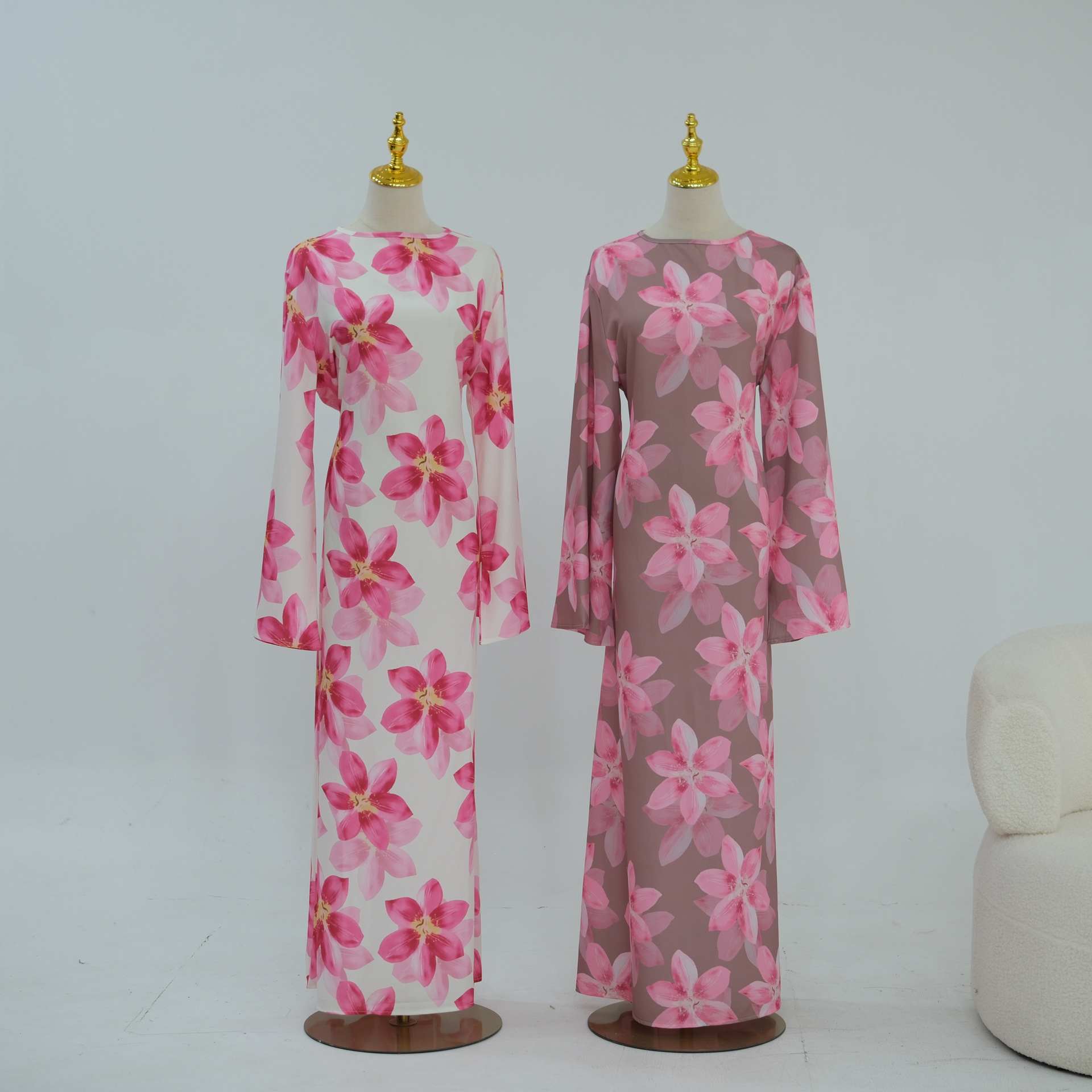 Robe Abaya pour femme Eid, Jalabiya musulmane à imprimé floral, Abayas à lacets, Kaftan arabe, longue robe, Ramadan, Maroc, Dubaï, Vestidos