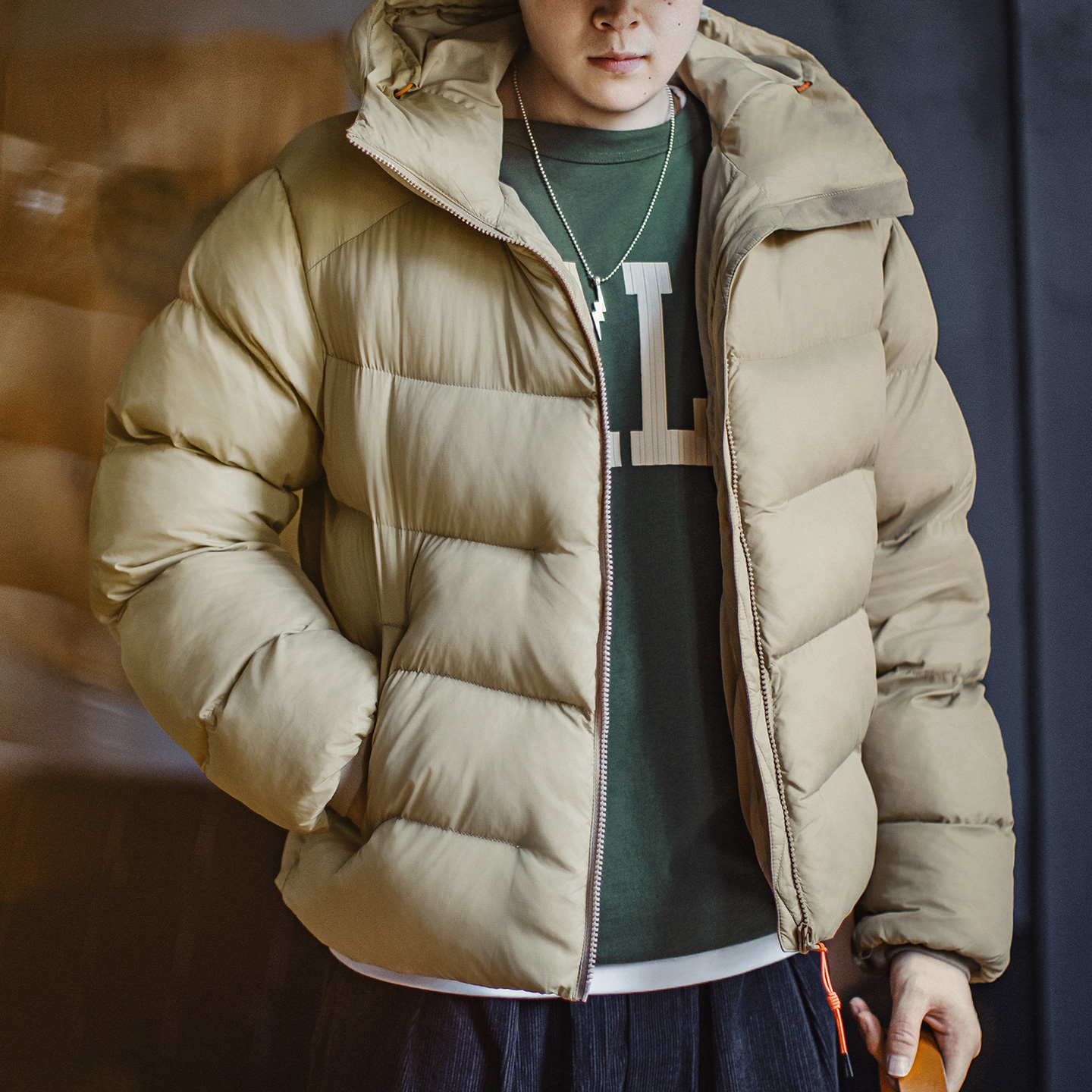 Maden Veste rembourrée en coton à capuche pour homme Manteau court matelassé imperméable coupe-vent chaud doux pour l'automne et l'hiver