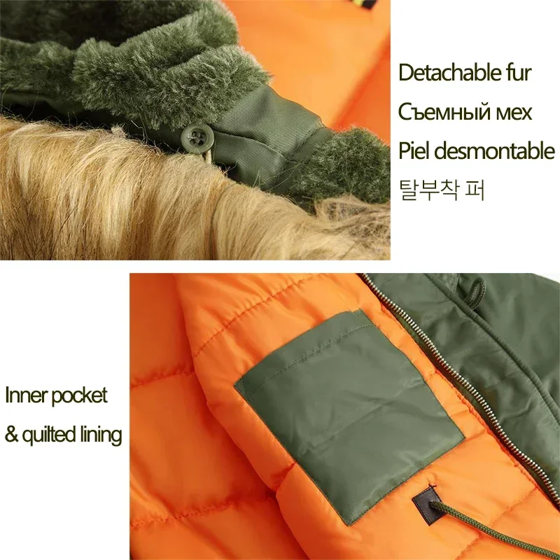 Grande taille militaire grande taille capuche de fourrure longue imperméable coupe-vent nouveau Parka d'hiver épais hommes veste de survêtement manteau USA taille Parkas