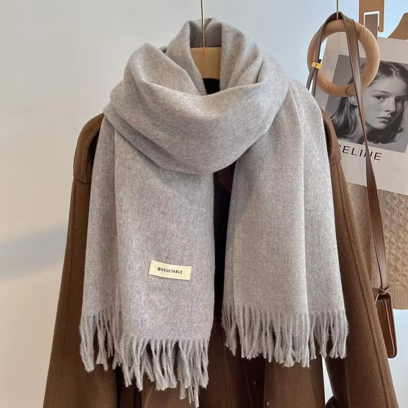 26 couleurs solide femmes hiver écharpe chaud épaissir cachemire châle en plein air mode luxe glands Pashmina dame Wrap coupe-vent foulards
