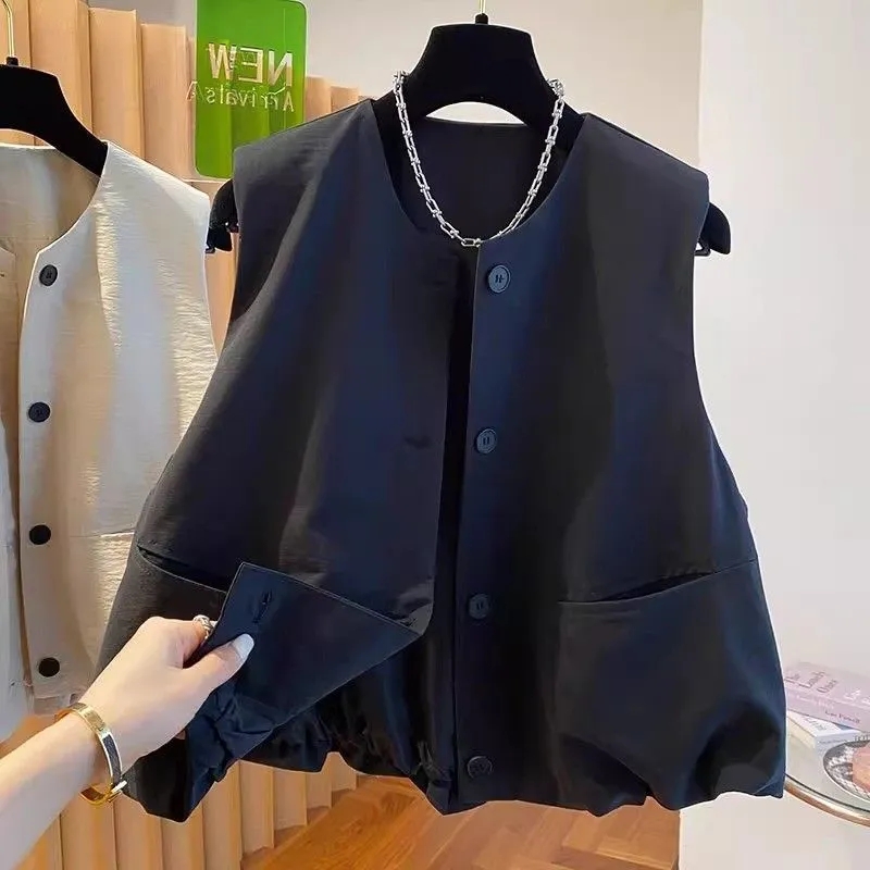 Femmes gilet manteau 2025 printemps automne sans manches mode dames gilet veste ample décontracté polyvalent dame gilet vêtements d'extérieur