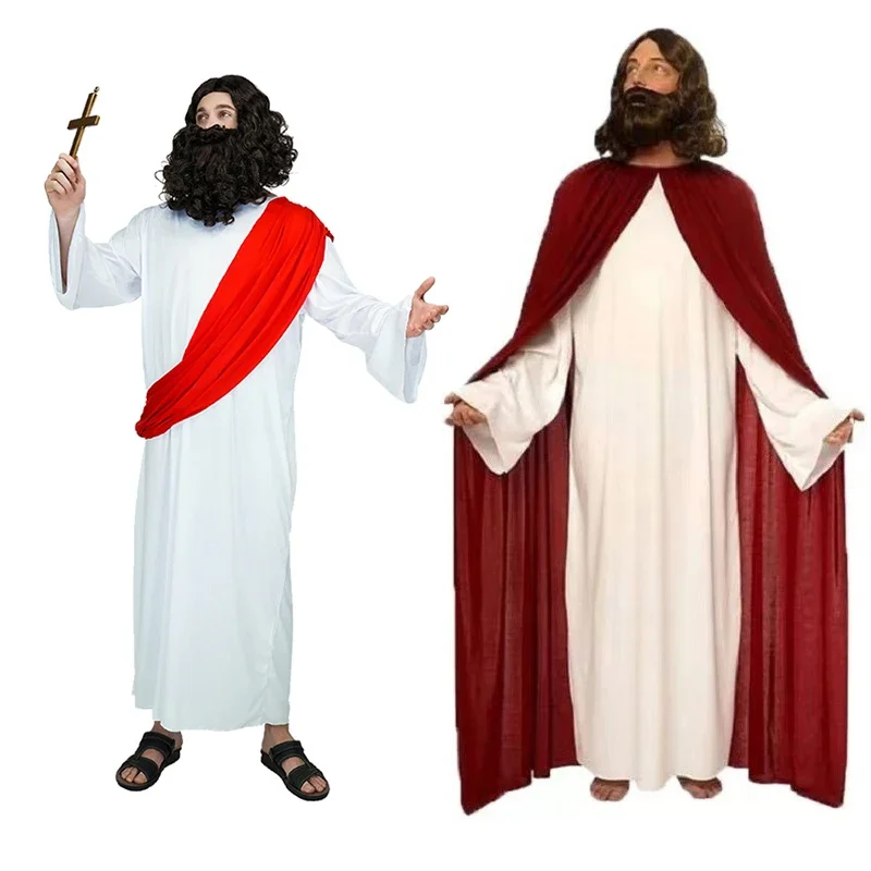 Costume de Cosplay de jésus pour hommes, Robe longue blanche, déguisement pour adultes, Costumes de fête pour jeu de rôle de jésus