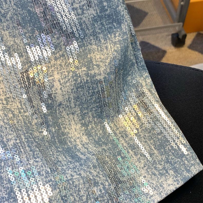 Jupe en jean à paillettes bleues Jupe Femme jupes courtes pour femmes mode coréenne Faldas Mujer Moda printemps été Y2k 2026 décontracté haute