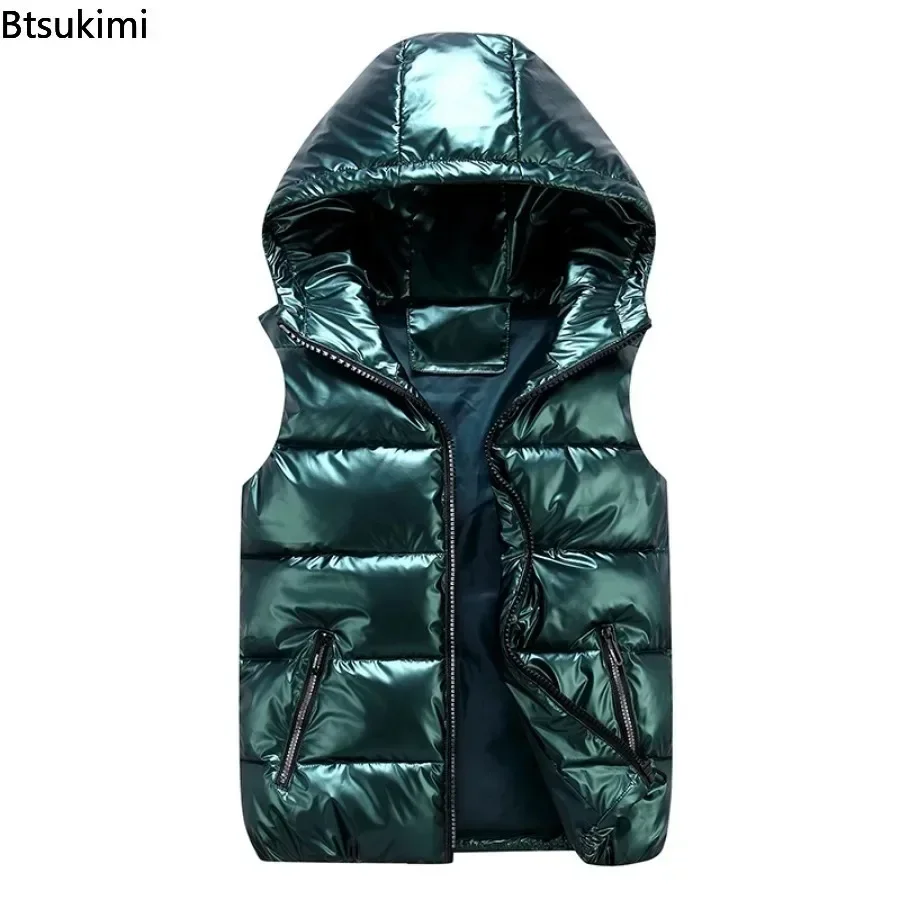 Mode classique gilet à capuche hommes/femmes/enfant automne hiver épaissir chaud coton rembourré gilet veste en plein air décontracté brillant gilet