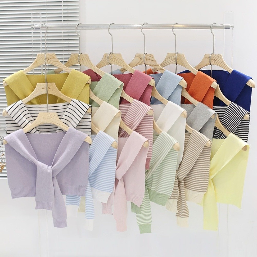 Châle en tricot tendance, écharpe fine unie, cache-cou, design noué, cape en laine pour femme