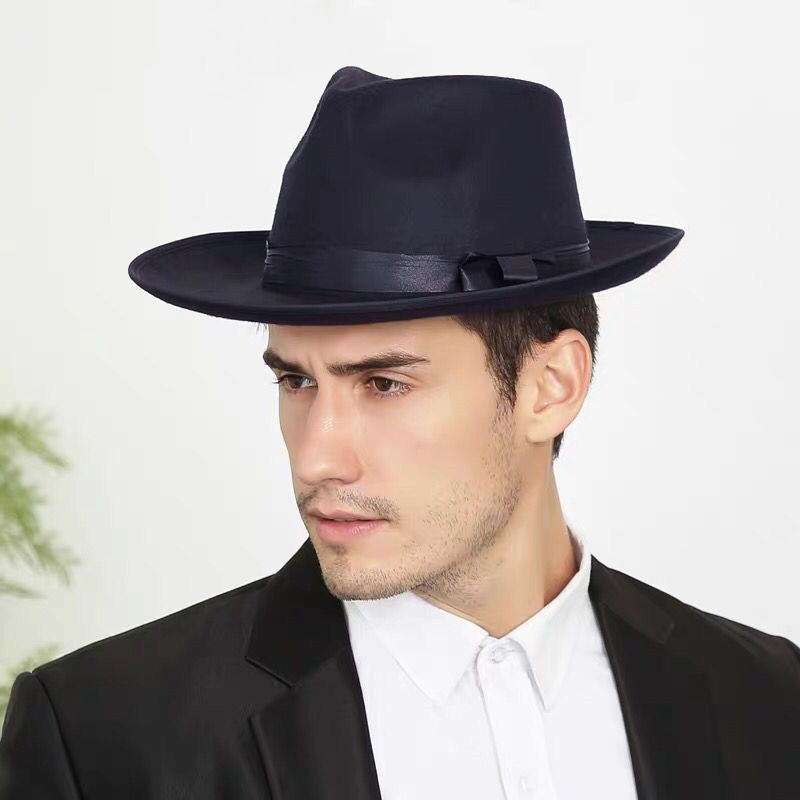 Chapeau Fedora rétro pour hommes et femmes, noir, bord large, Jazz Top Cap, feutre chaud d'hiver, chapeau anderunisexe, chapeaux d'église ander