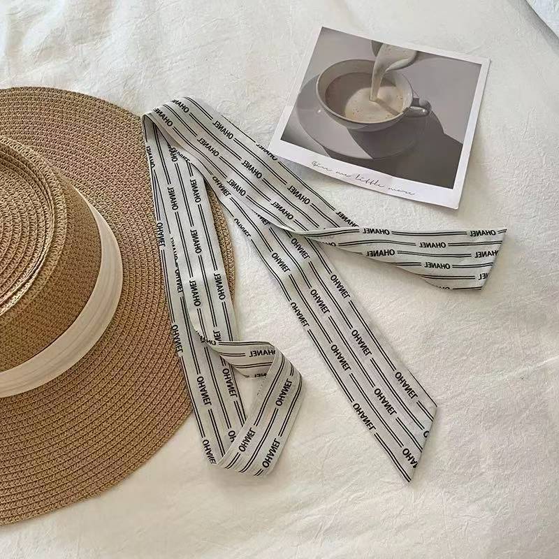 Écharpe imprimée à pois et rayures de style coréen, ruban long et fin pour cheveux et sac, foulard élégant et polyvalent