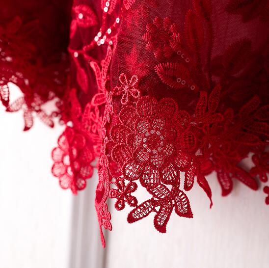 Pashmina rouge aviation en dentelle florale pour femmes, châle en dentelle jacquard vintage, crème solaire, printemps, été, R818
