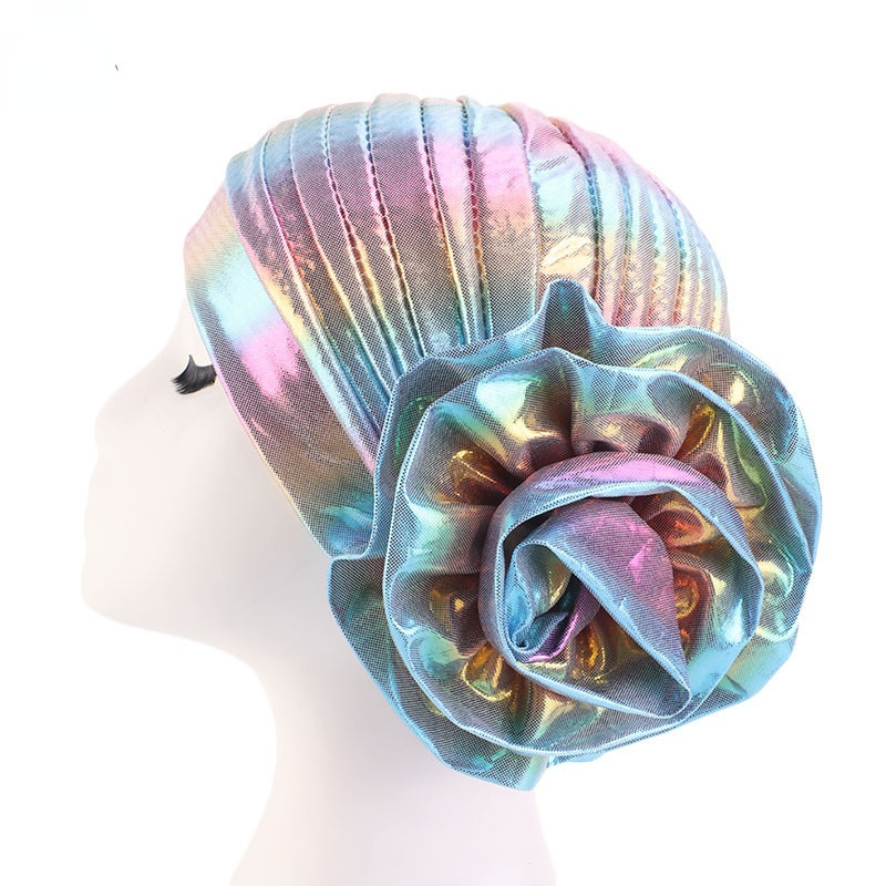 Casquette Hijab musulmane à grande fleur, chapeaux islamiques pour femmes, couvre-chef à fleurs Laser, couvre-chef ethnique, Turban pour dames, Bandana, nouvelle collection