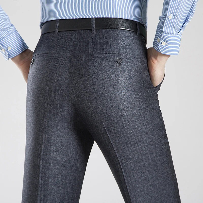 Pantalon de costume d'affaires pour hommes, taille 29 à 56, printemps-automne, tenue formelle en soie unie, Long, Baggy, bureau