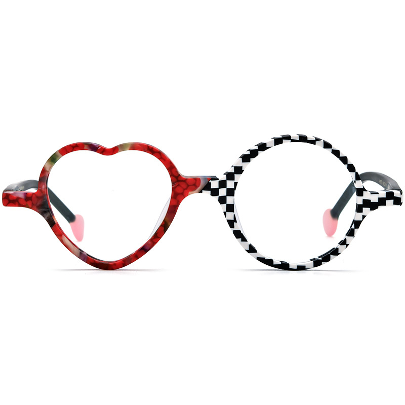 Monture de lunettes tendance multicolore pour femmes, de marque, design cœur rond, lunettes japonaises faites à la main pour hommes, montures fines