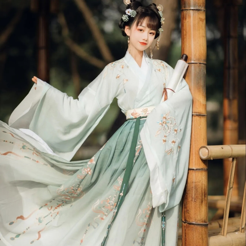 Robe Hanfu de Style Chinois avec Broderie Florale pour Femme, Tenue de Princesse, Traditionnelle et Élégante, Dégradé financièrement, Cosplay, brevsur Scène