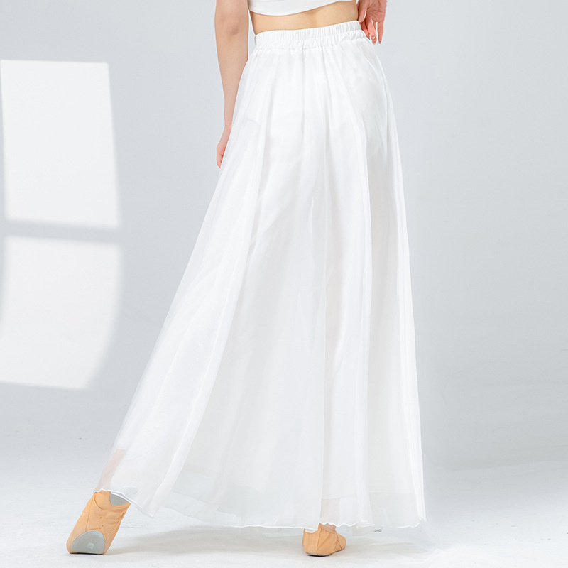 Jupe-culotte de danse moderne, ample, jambes larges, pantalon, vêtements d'entraînement de danseuse nationale folklorique chinoise, en mousseline de soie, fluide, Hanfu, scène classique