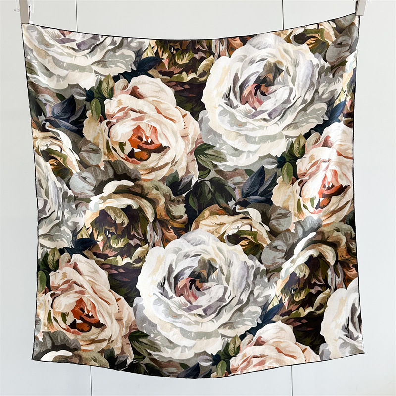 Écharpe en soie de 90 cm, châles en twill roulés à la main, foulards de luxe en soie de mûrier, bandanas pour cheveux et cou, accessoires pour le cou et la tête