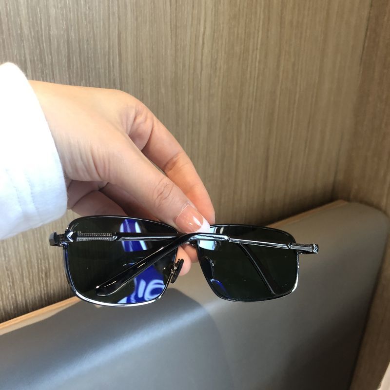 Lunettes de soleil pour hommes, verre cristal pour la conduite, grand visage, UV400, vertes, en métal, haute qualité, Double faisceau, nouvelle collection 2025