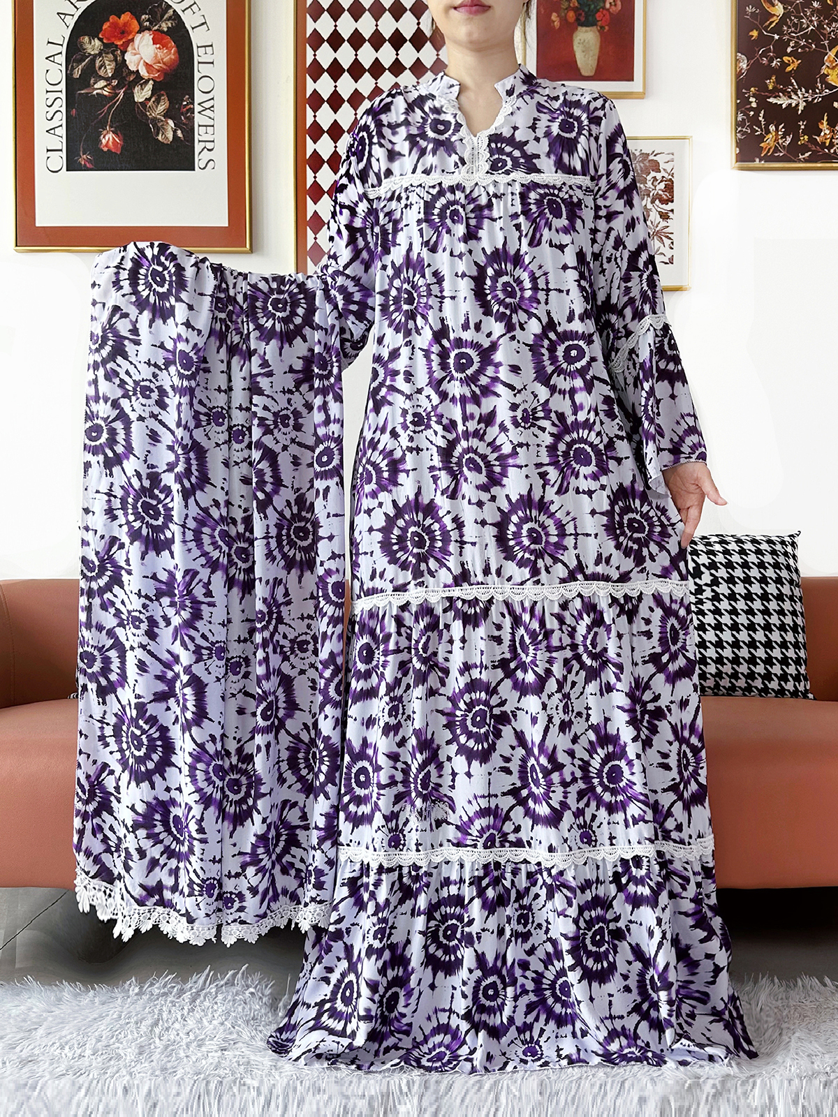 2026 Latest Women Party Kashkha Dress Turtleneck Traditonal Abaya Cotton Abaya African Boubou Muslim Loose Kaftan Maxi Dress