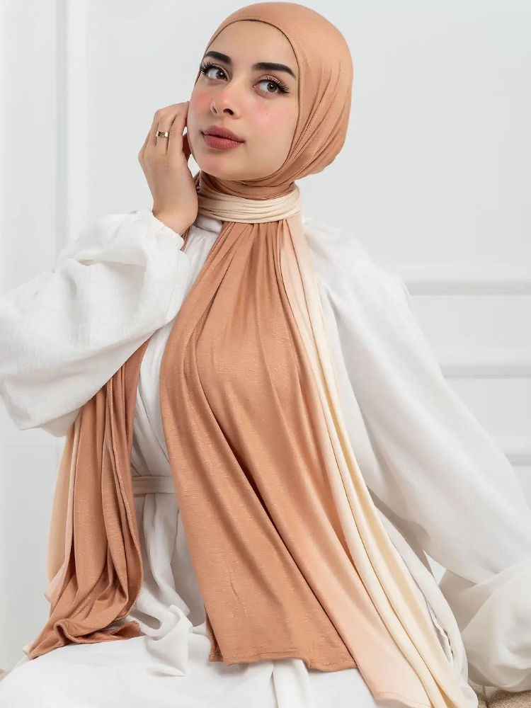 Nouveau Hijabs en Jersey dégradé Double face pour femmes, écharpe en coton pour femmes, enveloppes et châles, bandeau musulman, Turban islamique